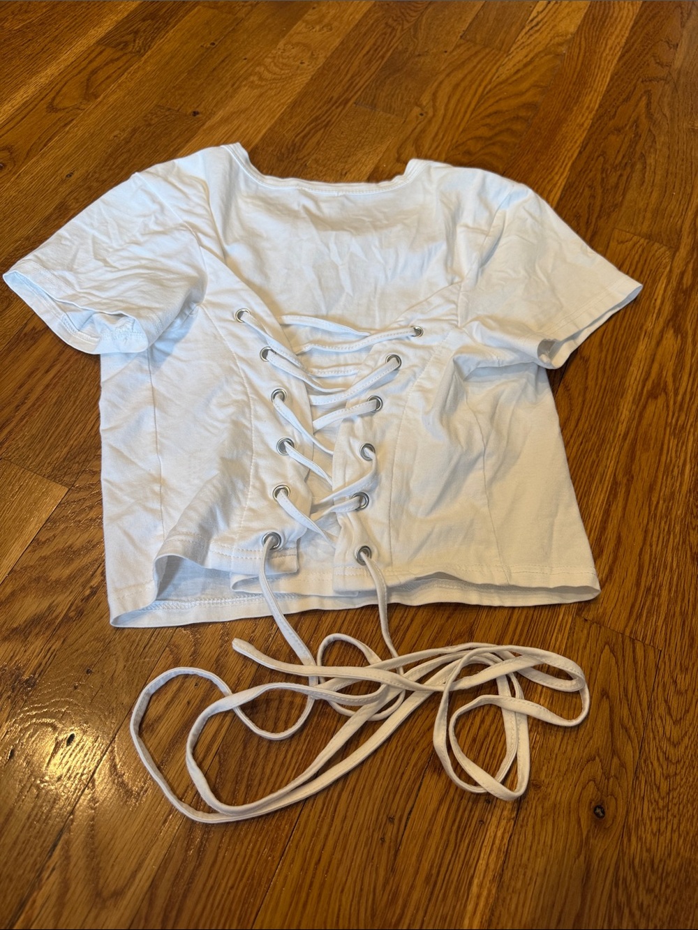 Women’s White Lace-Up Crop Top
